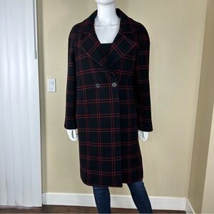 Maje Coat Sz 36 Plaid Wool Blend